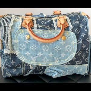 Authentic Louis Vuitton Blue Denim  SPEEDY 30